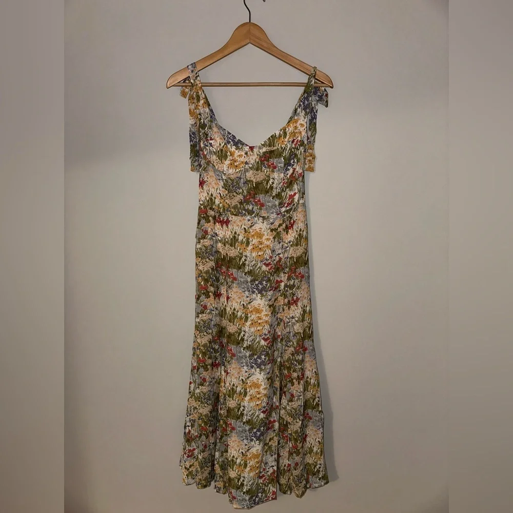 NEW Reformation Nadira Midi  Dress in Countryside Green Yellow Floral | size 6 - Picture 9 of 13
